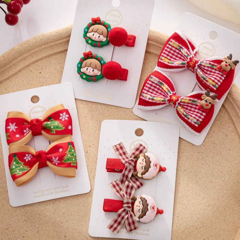 

Рождественские заколки для волос для маленьких девочек, лента, цветок, дерево, снежинка, смоляные банты для волос, заколки для рождественской танцевальной вечеринки, заколки для волос