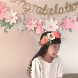 Flower Princess Happy Birthday Party Banner Fairy Birthday Baby Shower Tea Party Bunting Decor Kindergarten Classroom Decoration