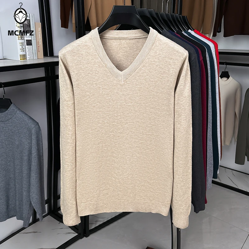 Lightweight Knitted Outerwear Men V Neck Long Sleeve Rib Ornament Elastic Fabric Ideal For Business And Leisure Use