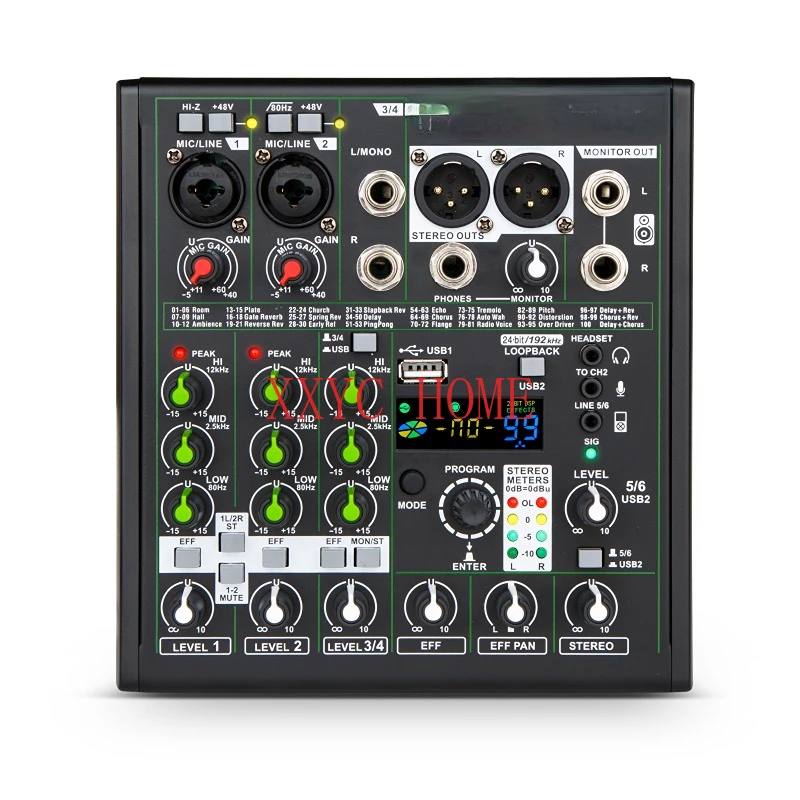 audio Professional sound card 4 6 channel mixer with loopback and Tiktok music war function