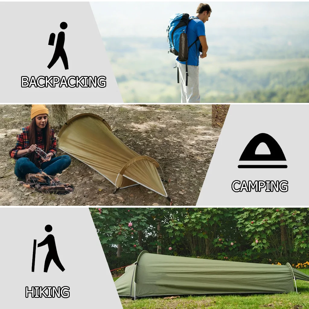 Ultraleichtes Zelt - 1-Personen-Rucksackzelt, Ein-Personen-Mesh-Bivy, Wasserdichter Schlafsack für Rucksackreisen und Camping – Detail 8