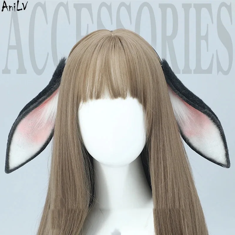 

AniLV Anime Girl Cotton Candy Dropped Ear Easter Rabbit Headband Bunny Plush Animal Ears Headwear Cosplay