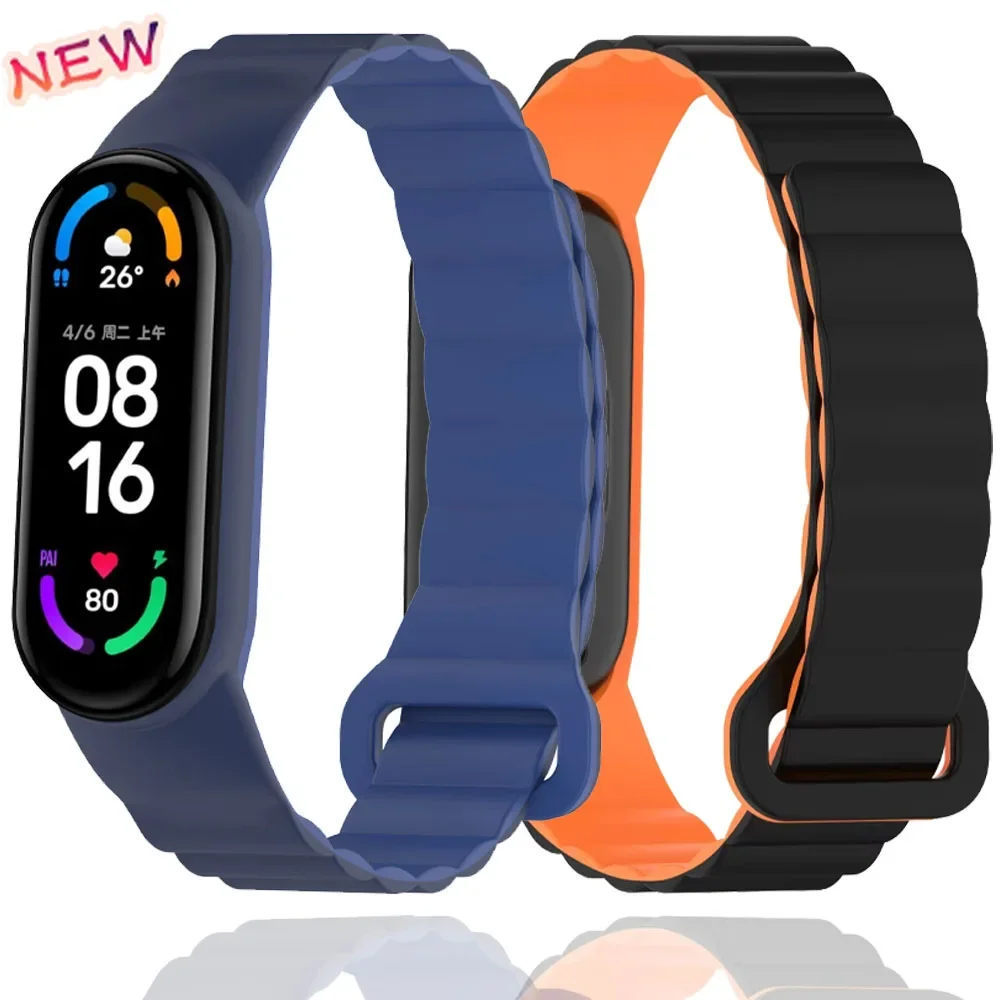 Silicone Magnetic Loop Strap For Xiaomi Mi Band 10 9 8 Comfortable replacement Bracelet Wristband Mi Band 7 6 5 4 3 Accessories