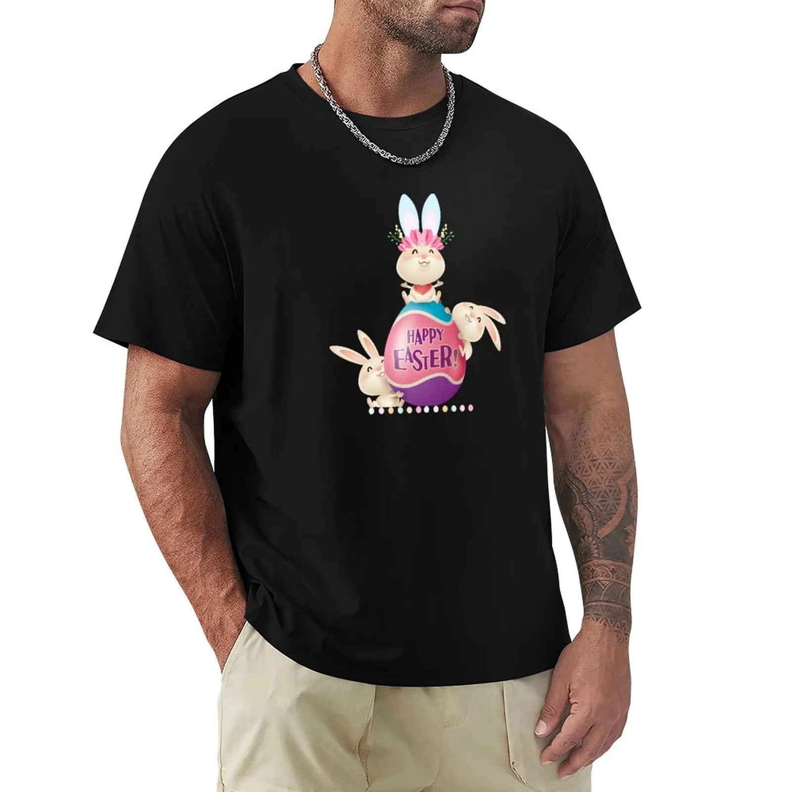 Happy Easter Bunny Tee T-Shirt Blouse quick-drying hippie clothes vintage oversized t shirts for men