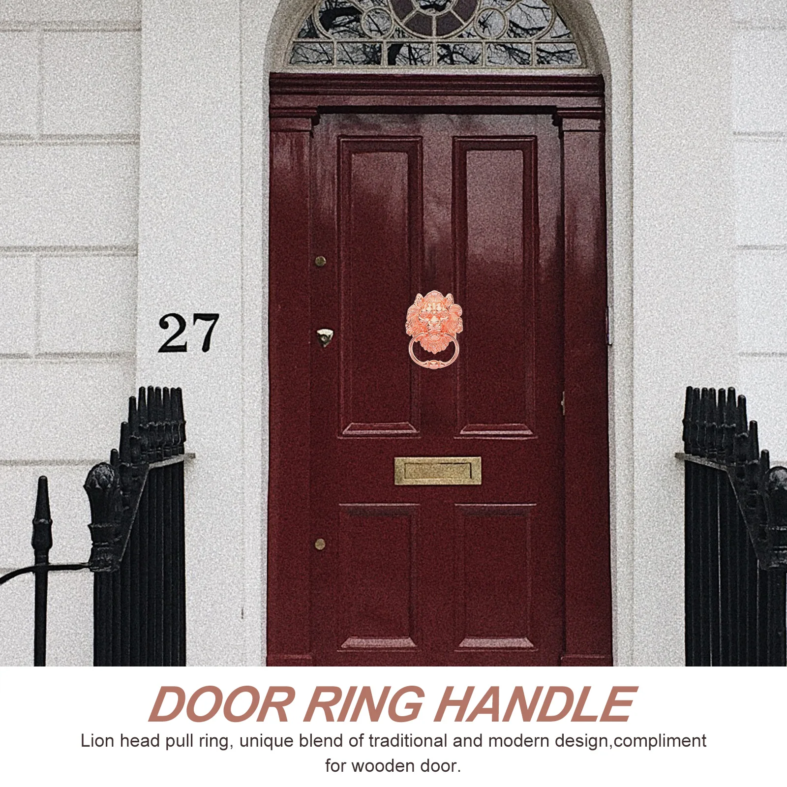 

Lion Head Door Decor Ring Zinc Alloy Gold Color Chinese Style Pulls Door Pull Handle for Wood Doors Gate Fence