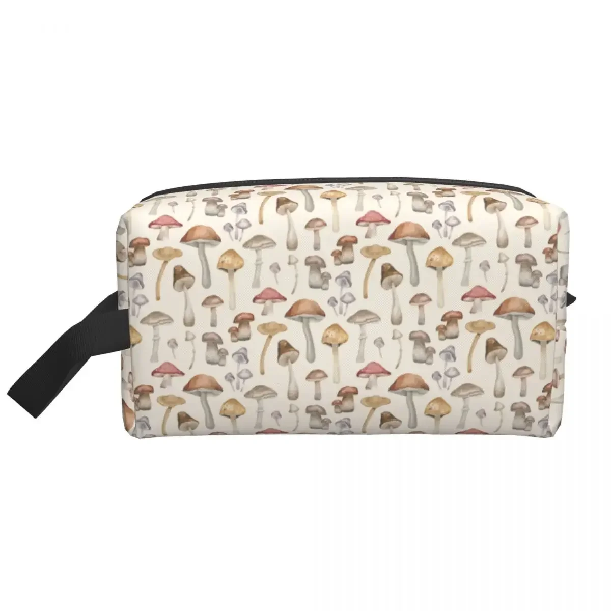 Custom Painted Mushroom Repeat Pattern Cosmetic Bag Women Cute Large Capacity Makeup Case Beauty Storage Toiletry Bags