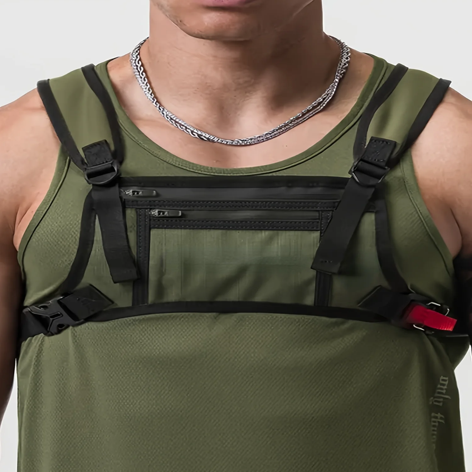 Men's Sports Chest Rig Bag, Athletic Training Gear, Fitness Workout Utility Vest, Adjustable Straps, Breathable Mesh, Lightweigh