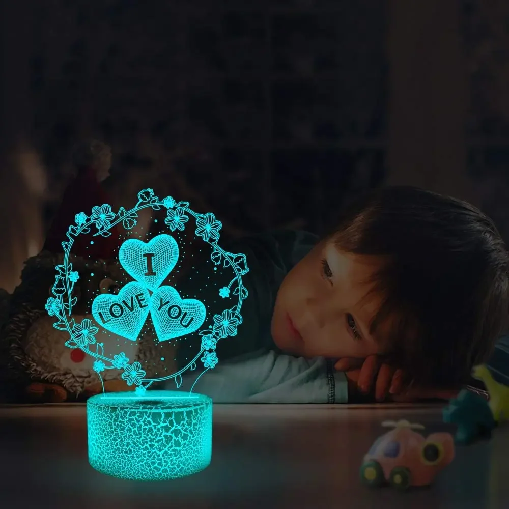 Night Light 3D LED Night Lamp Creative Table Bedside Lamp Romantic Heart Bear Light Valentine\'s Day Christmas Decor for Home