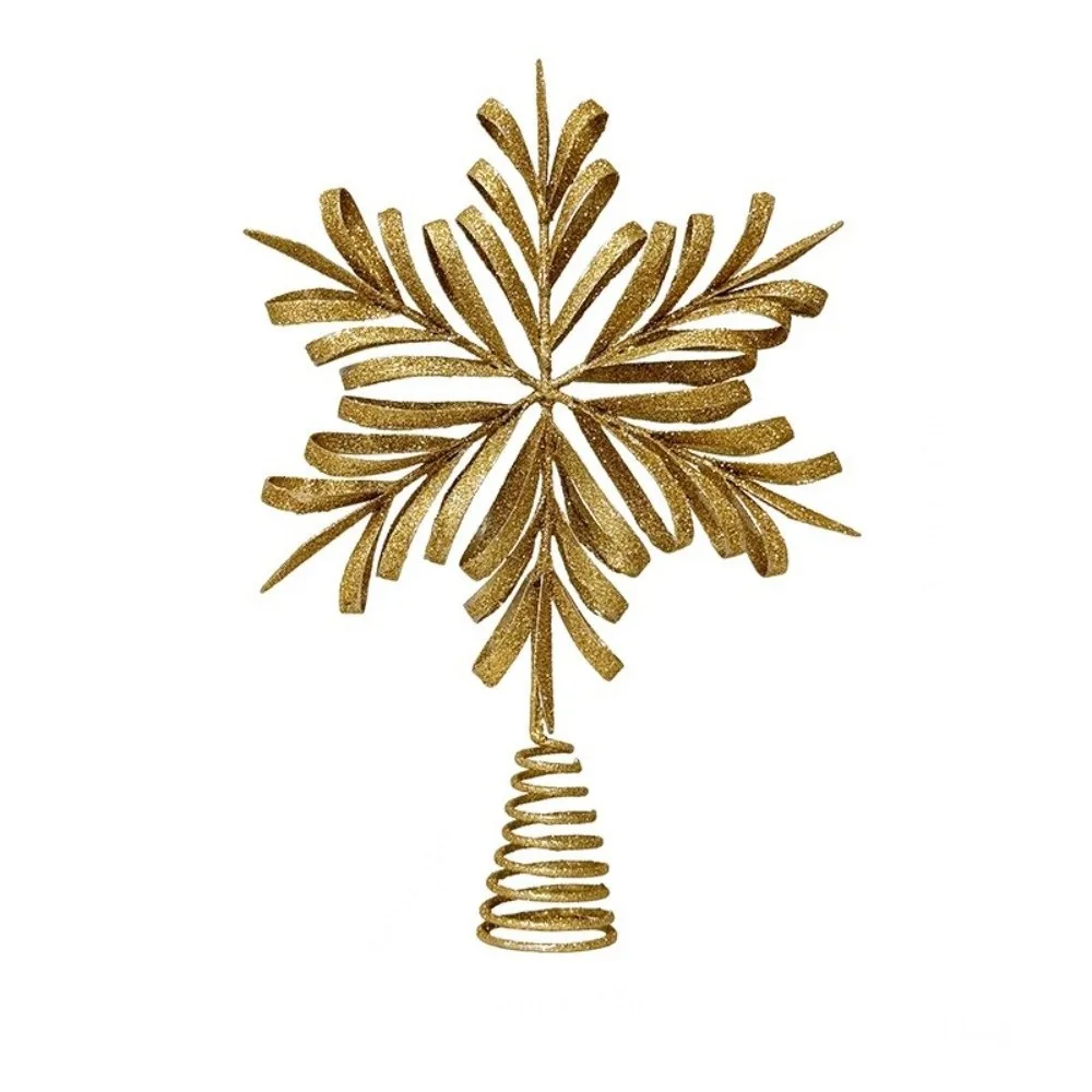 

Star Christmas Tree Topper Hollow Xmas Decoration Glitter Christmas Tree Decoration Party Supplies Iron Snowflake Ornaments