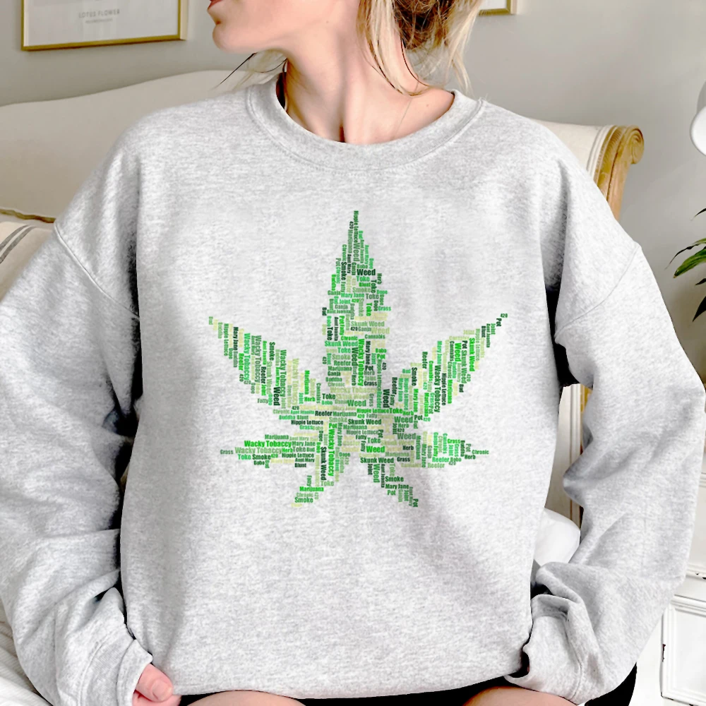 

Weed hoodies women graphic Korean style Winter Pullover women gothic sweater