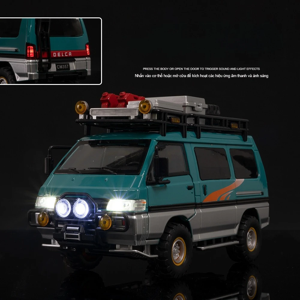 1:24 ميتسوبيشي ديليكا التخييم على الطرق الوعرة مركبة دييكاست سبيكة سيارة نموذج معدني في الهواء الطلق تحصيل ديكور هدية عيد ميلاد الصبي