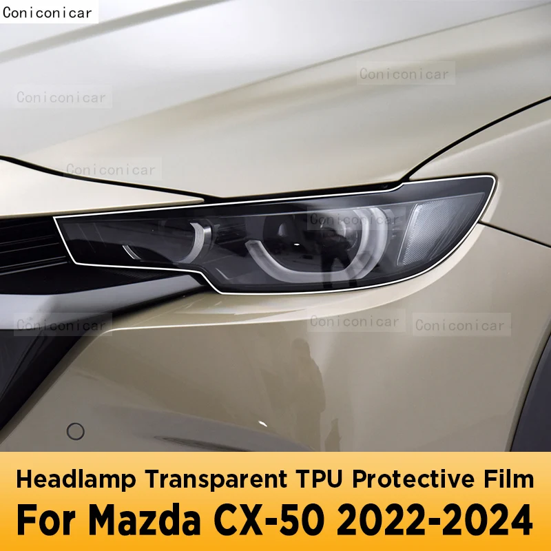 

Для MAZDA CX-50 2022 2023 2024, внешняя фара автомобиля, передняя лампа против царапин, прозрачная защитная пленка из ТПУ, аксессуары
