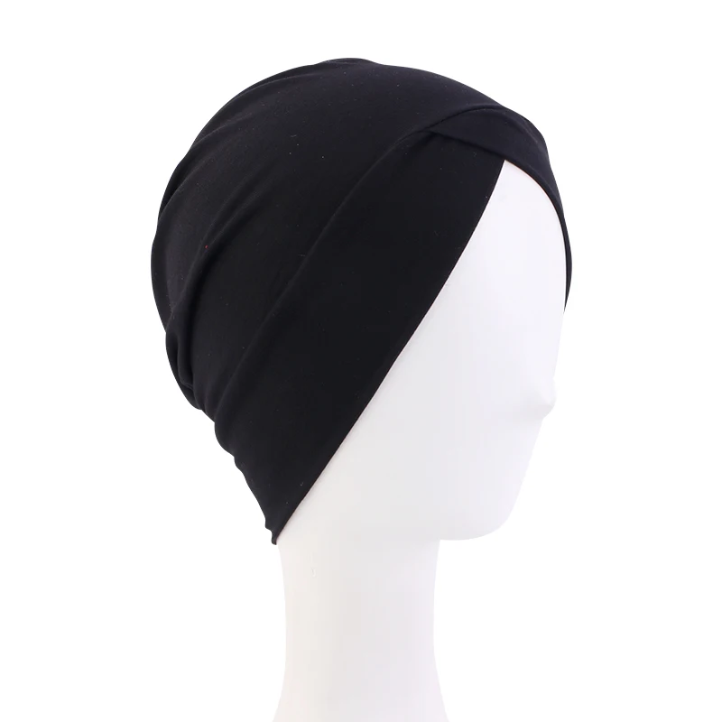 Neue Frauen Turban Modal Baumwolle Kreuz Muslim Kopftuch Knopf Kappe weiche Mütze innere Under scraf Hut Kopf bedeckung Hijabs Dame Chemo Kappe