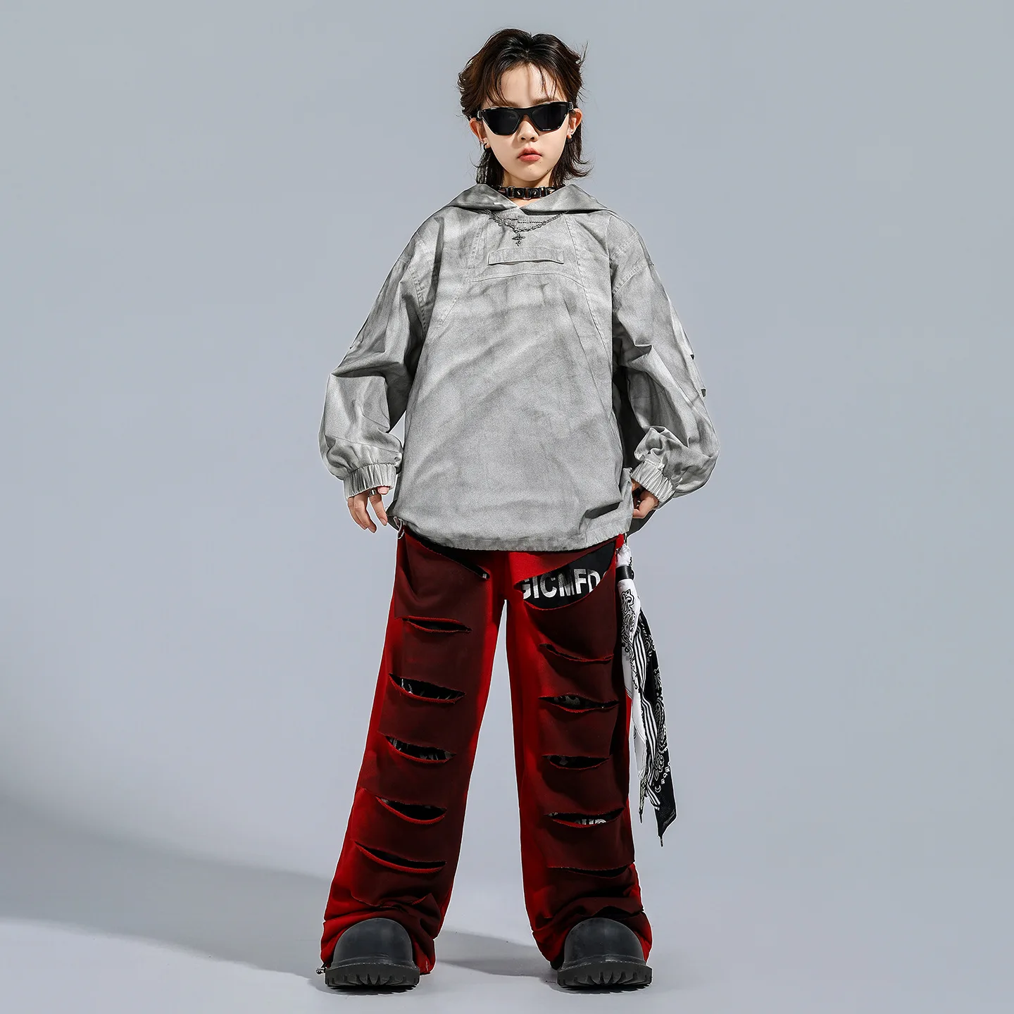 Costumes K-pop pour enfants, sweat-shirt à capuche ample pour garçons et filles, pantalon Cargo de danse de rue, Cool Streetwear, ensembles de vêtements de Jazz pour enfants