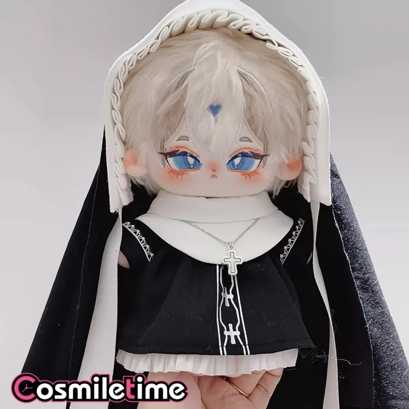 Vintage Black White Doll Outfit For 10cm 20cm Cotton Plush Doll Lace Trim Hooded Robe Dress Set Doll Dress Up Costume YZ
