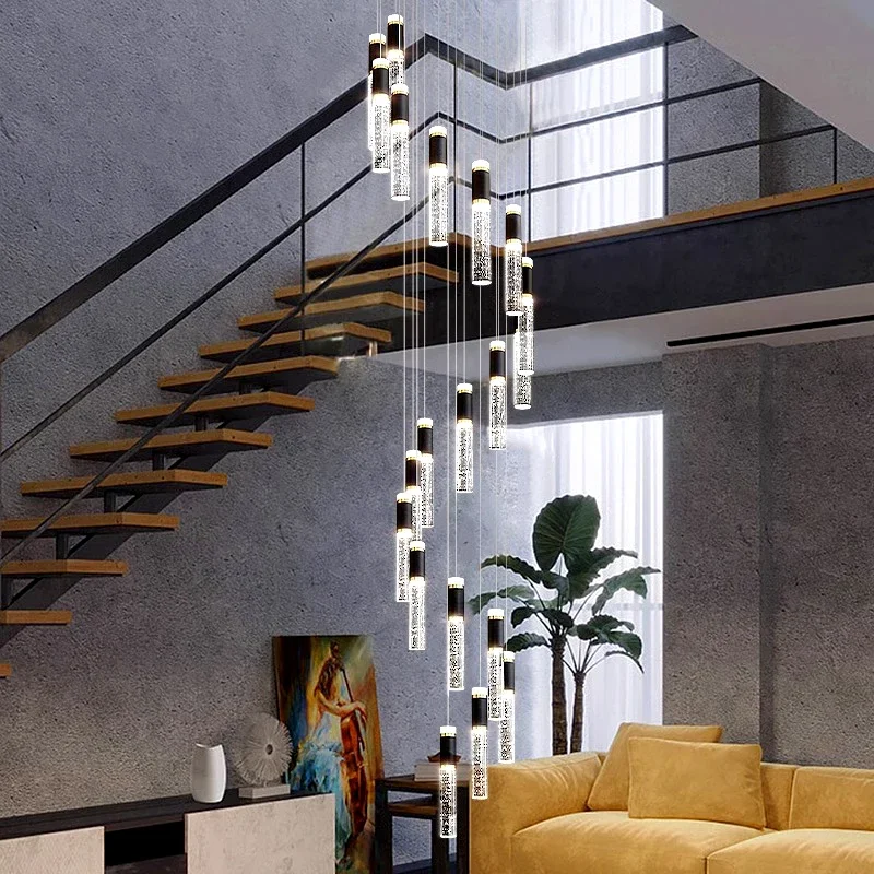 Escalier nordique LED lustre pour salon hôtel Villa pendentif lumières décor de luxe éclairage intérieur luminaire suspendu