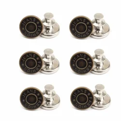 6 Pack Button Pins for Jeans No Sew ,No Tools Instant Buttons,Fashion Jean Button Replacement Detachable Instant Buttons Jean Bu