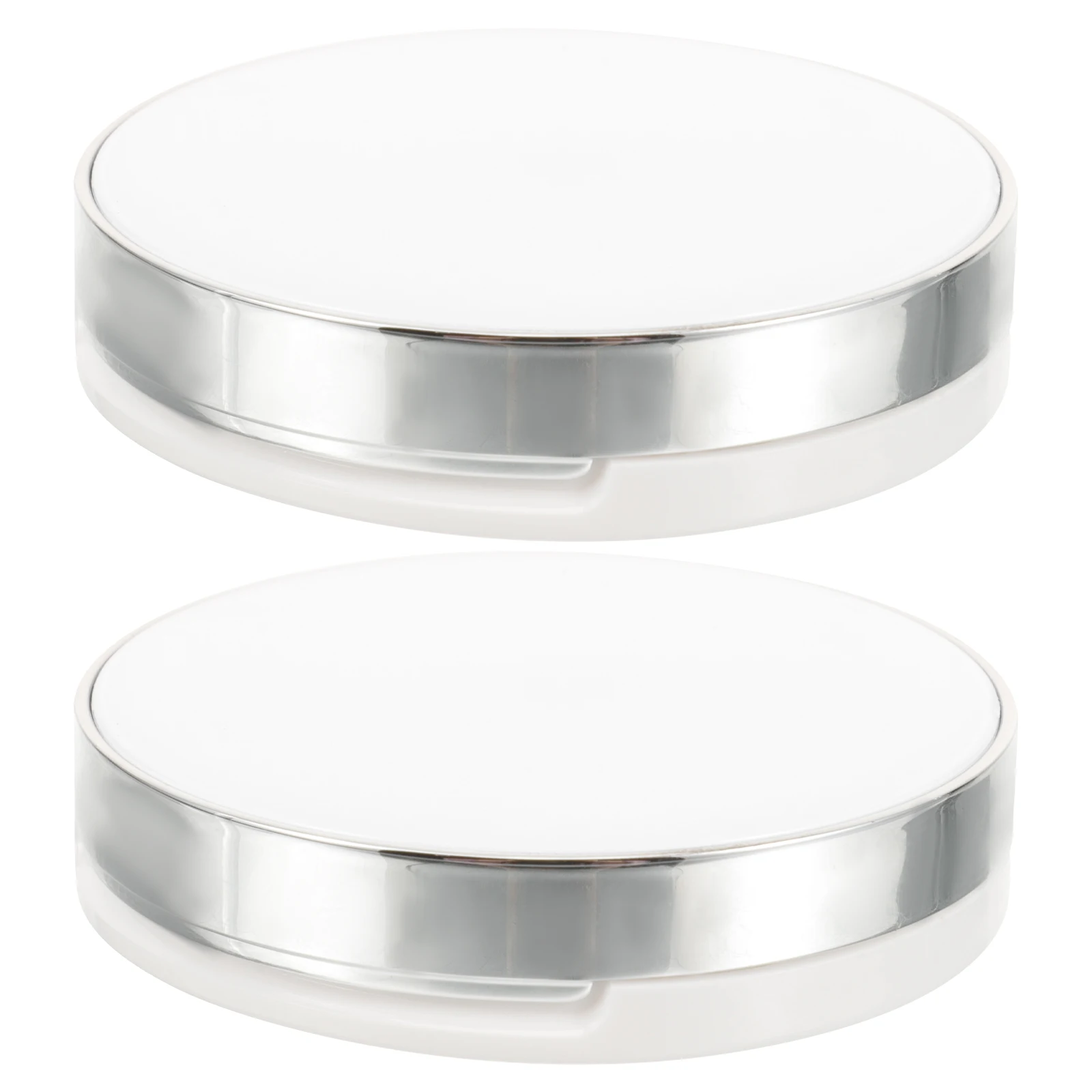 

2 pcs Empty Cushion Foundation Case Portable Compact Powder Container for Loose Powder Refillable Silver Durable Lightweight