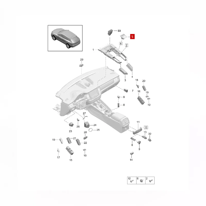 Macan handbrake switch Display and operation unit 95B927225A/95B 927 225 A