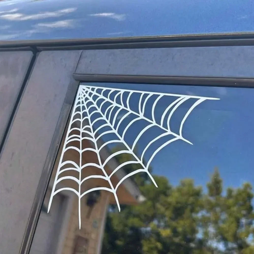Holographic Spider Web Vinyl Sticker Gothic Waterproof Removable For Car Window Mirror Halloween Decor