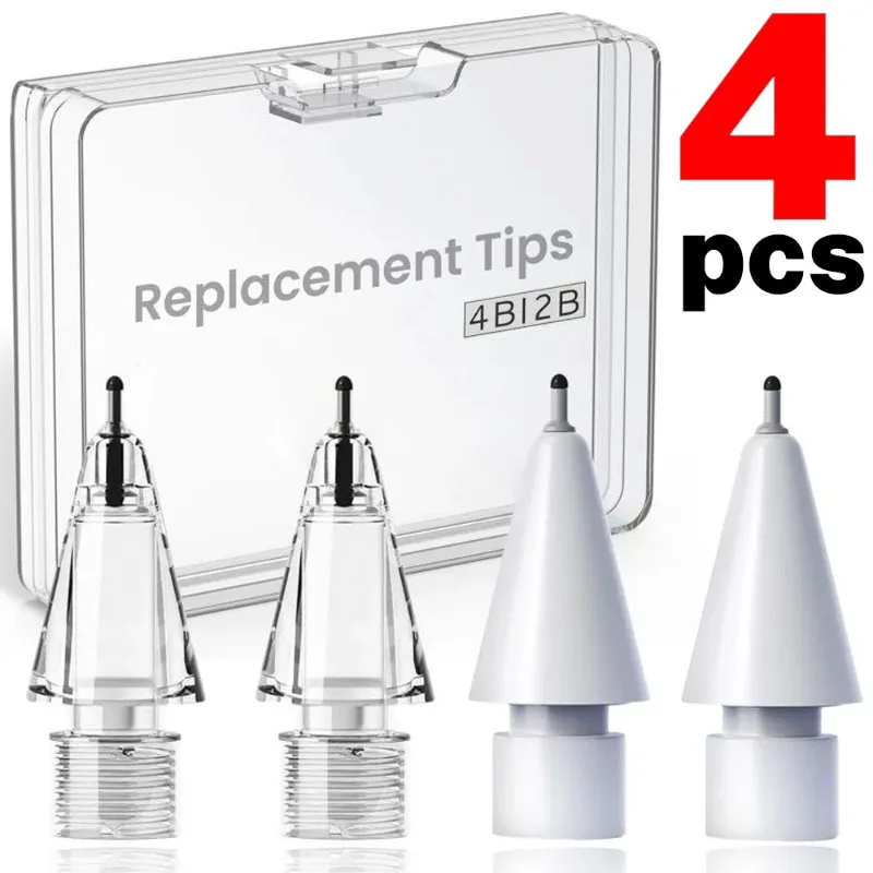 

1/4Pcs Replacement Tips for Apple Pencil 1st 2nd Generation Clear Spare Nibs Stylus Smooth Writing Mute Nib for iPencil 1 2