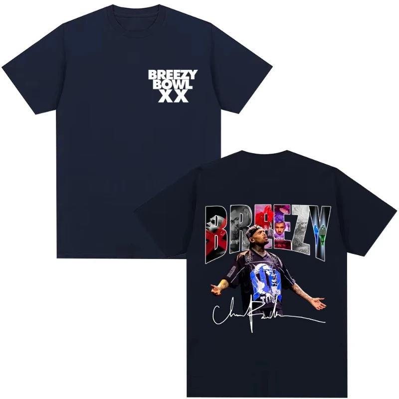Chris Brown Breezy Bowl XX 2025 Tour T Shirt Men Women Fashion Design Hip Hop T Shirts Men Women Oversized Cotton Casual T-shirt