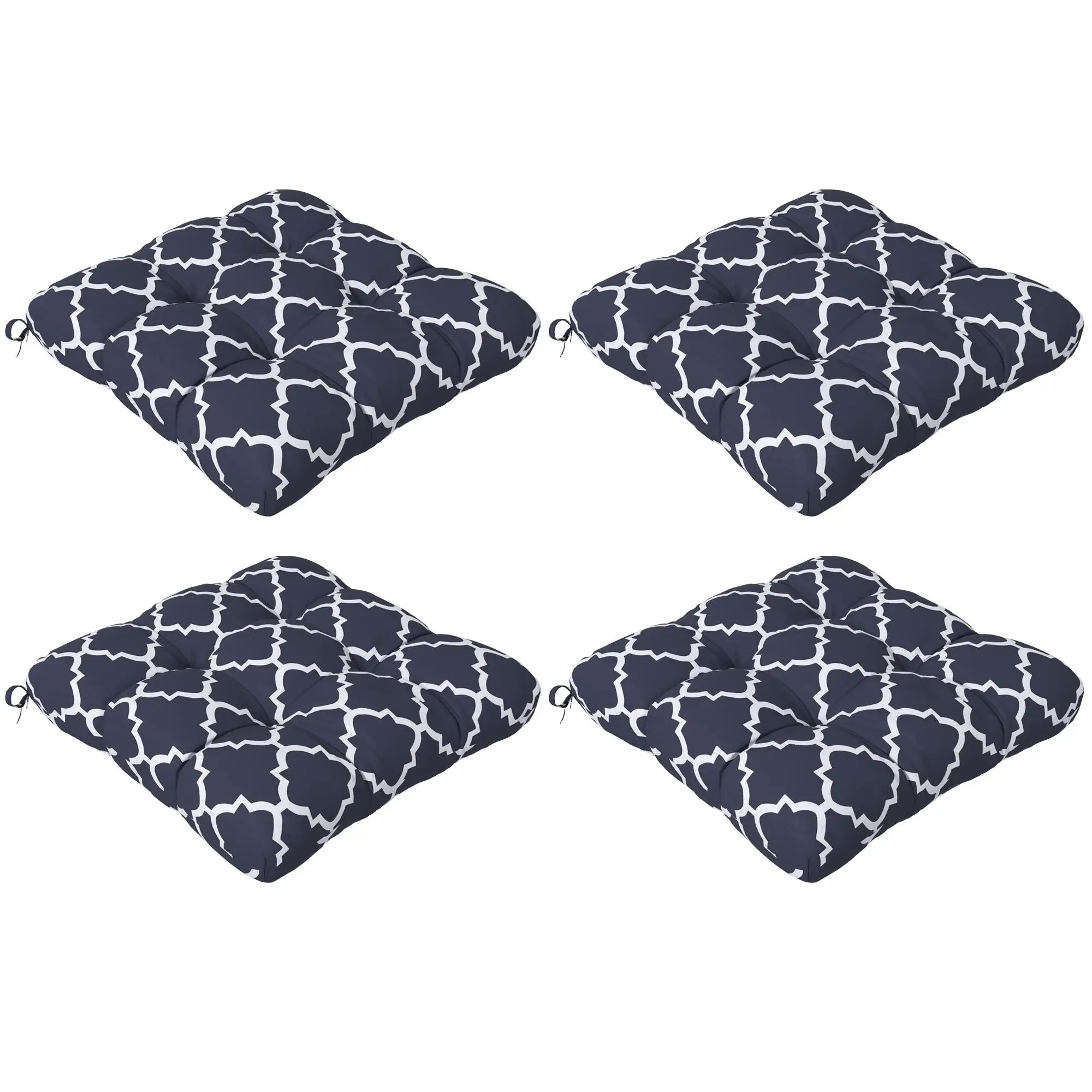 Blue Geometric Pattern Patio Seat Cushions Set