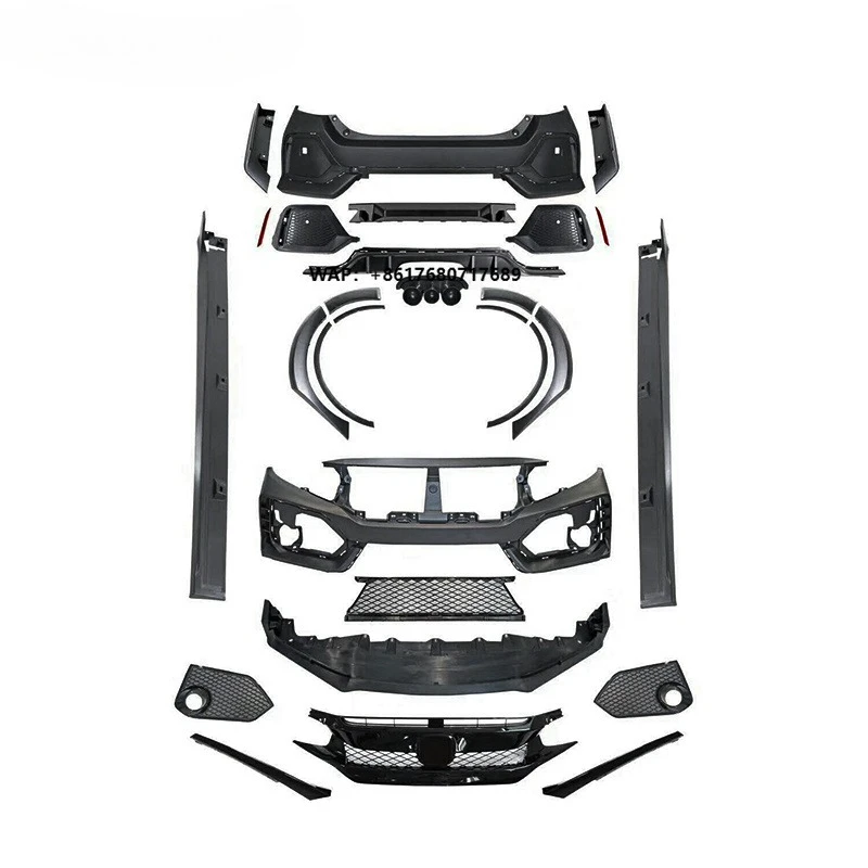 For Type R Civic Spare Parts Car Bumpers Assembly Side Skirts Front Grille Body Kit for Civic 10th Gen