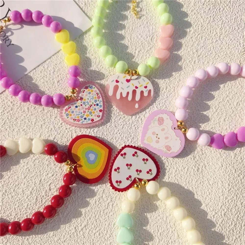 الملونة القلب قلادة الحيوانات الأليفة اللؤلؤ طوق القط طوق مجوهرات لطيف جرو اكسسوارات الكلب سلسلة تشيهواهوا الزفاف مجوهرات الحيوانات الأليفة الاشياء #3