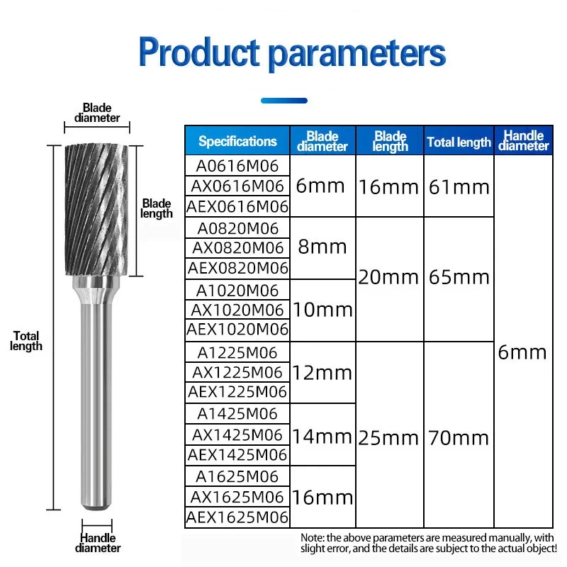 JINRUI Tungsten steel grinding head woodworking electric file metal alloy grinding head long handle hard rotary file spiral file