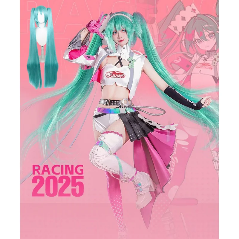 

Hatsune Miku Cosplay Costume Racing Suit Halloween Women Fantasy Uniform Coat Props Legging Accessories Net Set