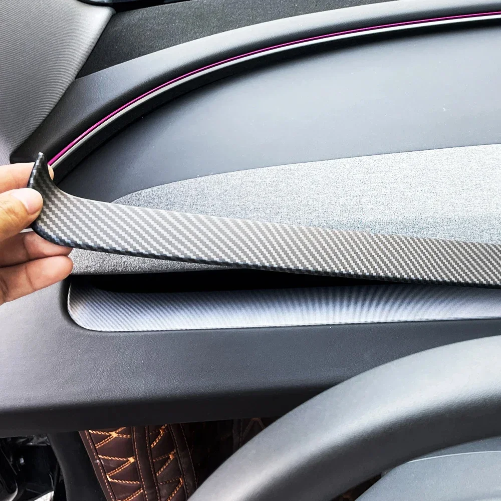 BEVO Matte ABS Carbonfiber Pattern Cover For Tesla Model 3 Highland Dashboard Armrest Anti Kick Protector Rear Display Frame