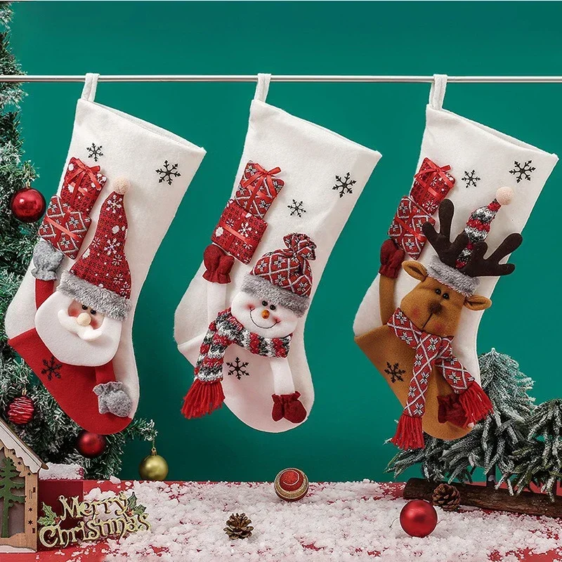 Christmas Socks Cute Xmas Santa Claus Tree Snowflake Elk Snowman Moose Snow Tube Crew Happy New Year Funny Home Decoration Gifts