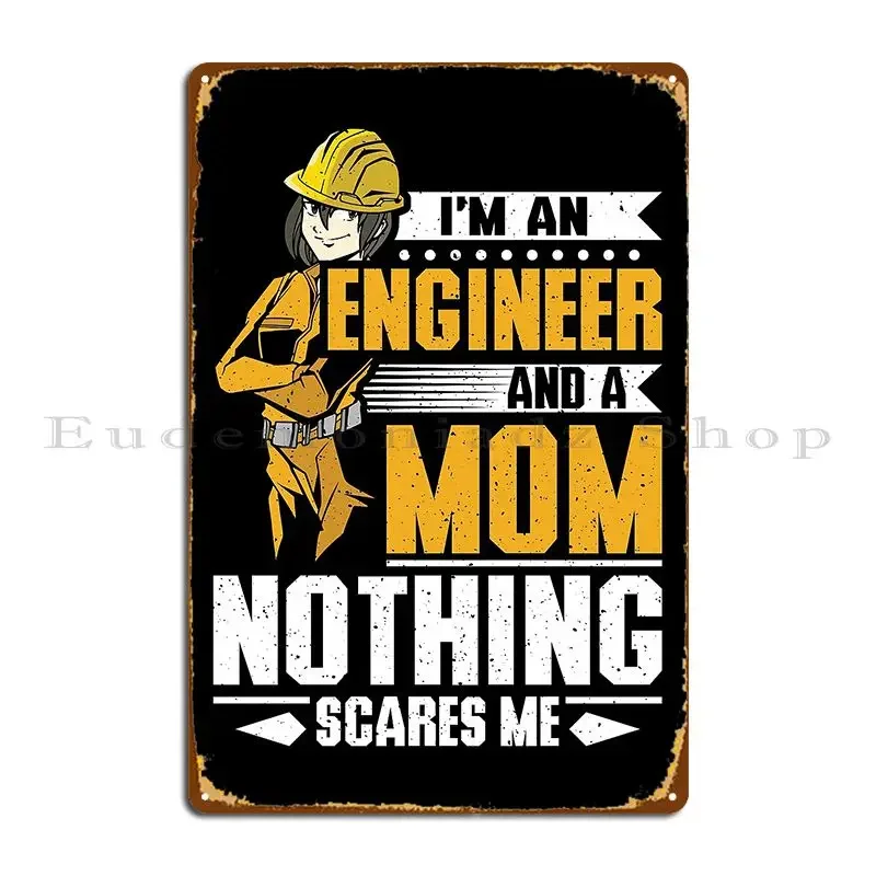Placa de Metal e Pôster de Estanho 'Engineer Mama' com Design de Pintura Retrô para Parede de Cinema e Decoração de Ambientes
