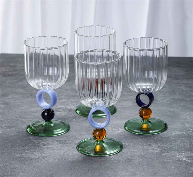 European Transparent High Borosilicate Glass, Creative Ring Vertical Pattern Coffee Cup, Household Tall Cups