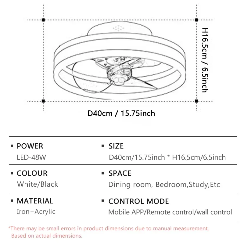 LED Circular Ceiling Fan Light Smart APP Remote Dimming Silent 6-speed Electric Fan Bedroom Living Dining Room Home Fans Light