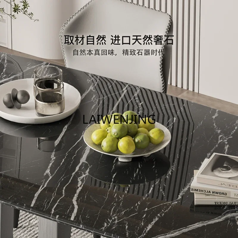 LYN natural marble dining table high-end luxury stone restaurant household rectangular dining table small apartment