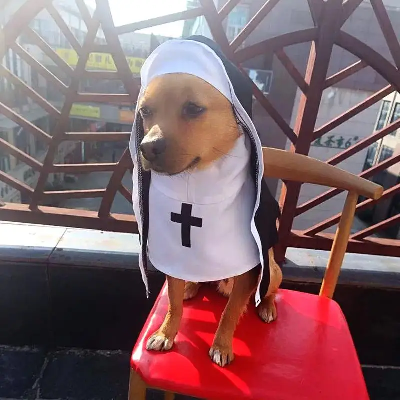 Role Play Dog Costumes Halloween Dog Costume Funny Cosplay Nun Costume Sister Habit Pet Cloth Cute Dress Up Pet Costume