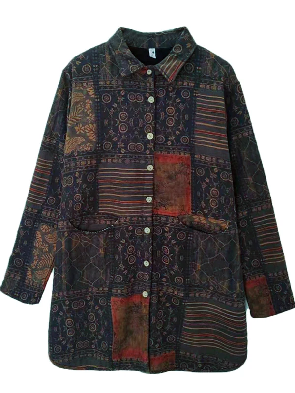 Caldo Thiened Fce Jaet da donna di media lunghezza coreano Sle Vintage cappotto ampio floreale capispalla invernale