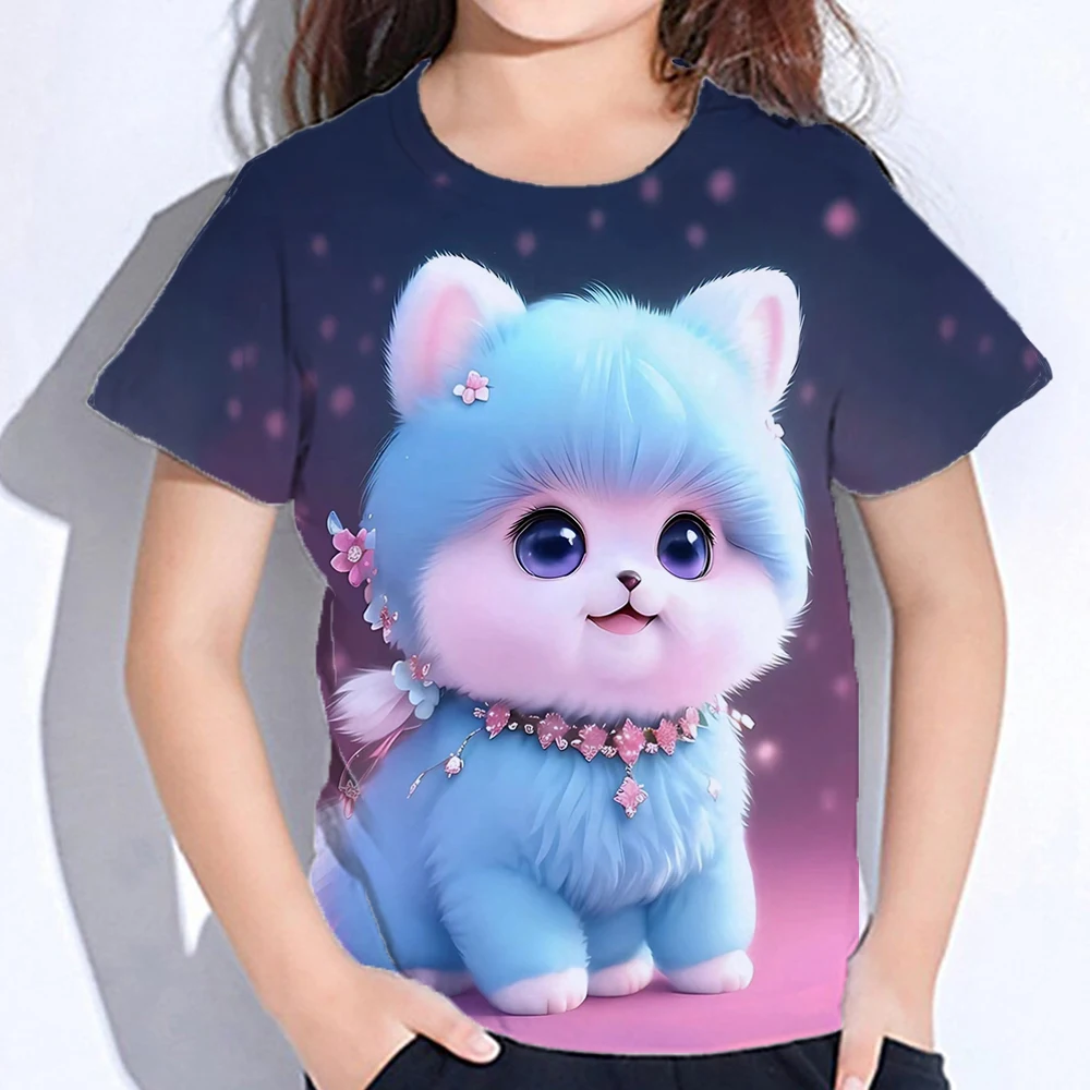 Color Animals Girl T-Shirt Outdoor Children\'s Clothing 4 To 12 Years Deals Casual Short Sleeve Tops For Girls Kid Tshirt Summer