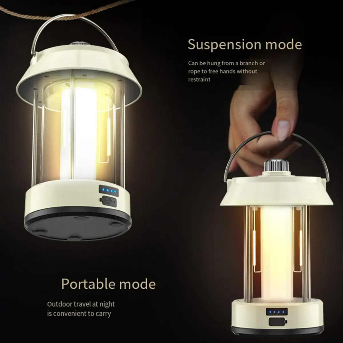 【BUYERS】Portable Camping Lantern - USB Rechargeable LED Camp Light, Adjustable Outdoor Tent Lamp with Atmosphere Lighting