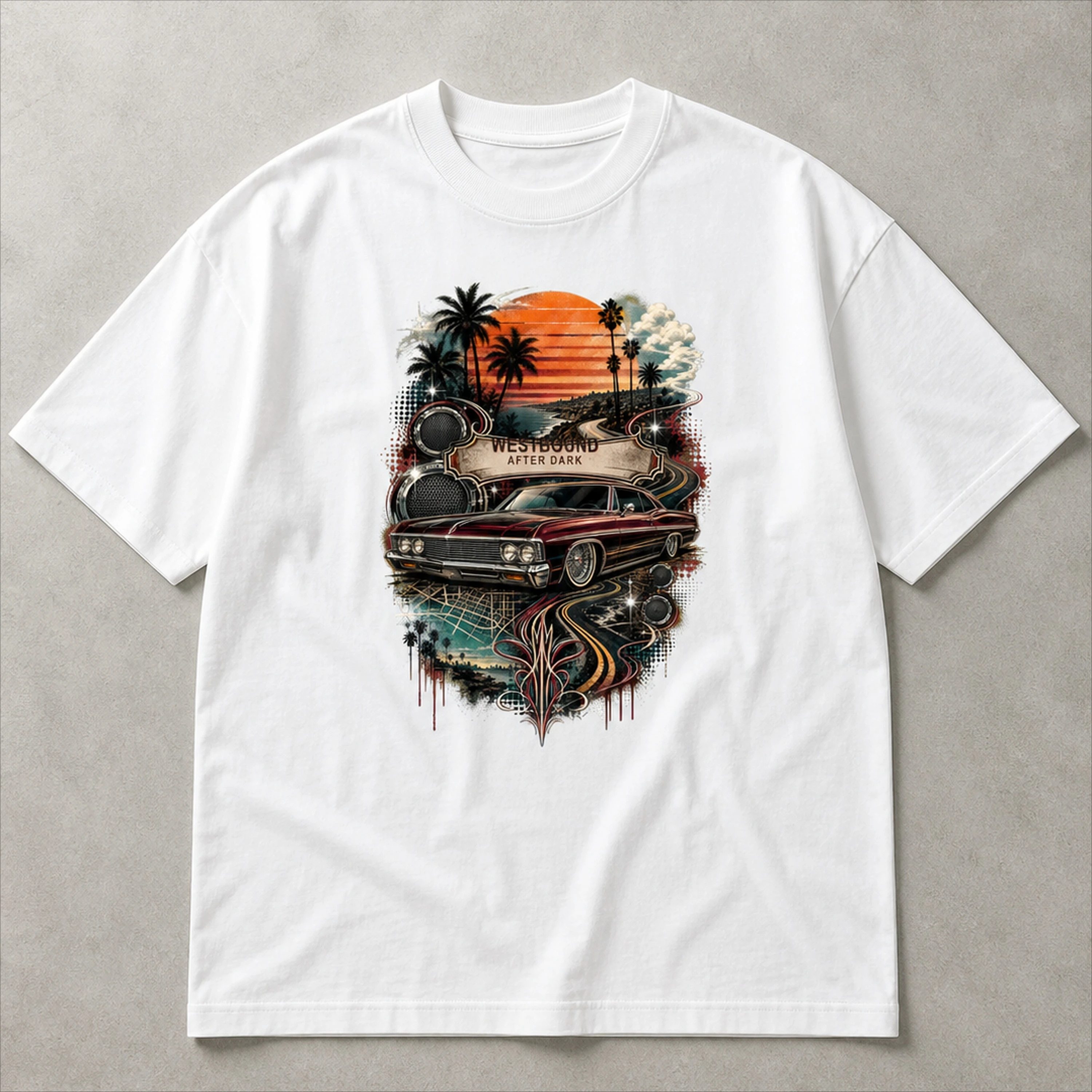 Westbound After Dark West Coast Collage Heavyweight T-Shirt