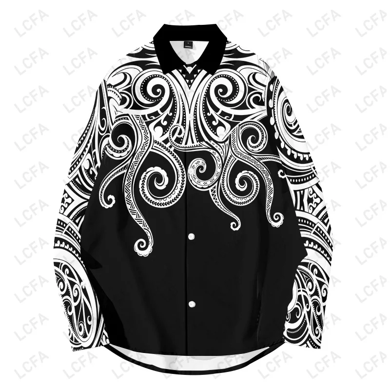 Tahiti Polynesia 3d Printed Men Shirt Button Brand Up Shirts Blouses Brand Hawaiian Hip Hop Plus Szie Dropship Homme Young 5XL