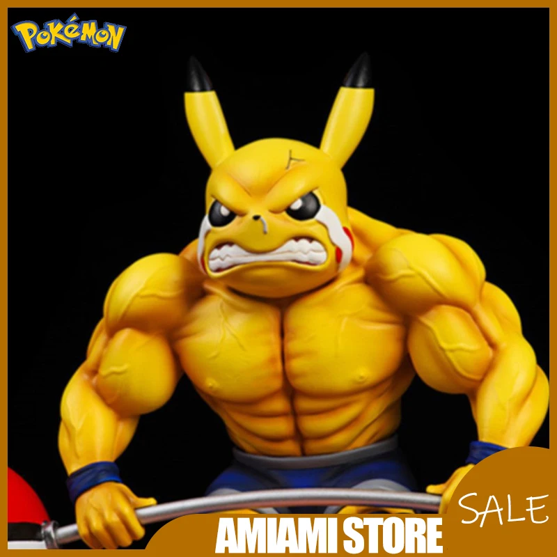 14 centimetri Pokemon Buff Pikachu Figura Muscolare Pokedex Statua PVC Divertente Anime Desktop Da Collezione Modello Regali Di Compleanno Giocattoli Per Bambini