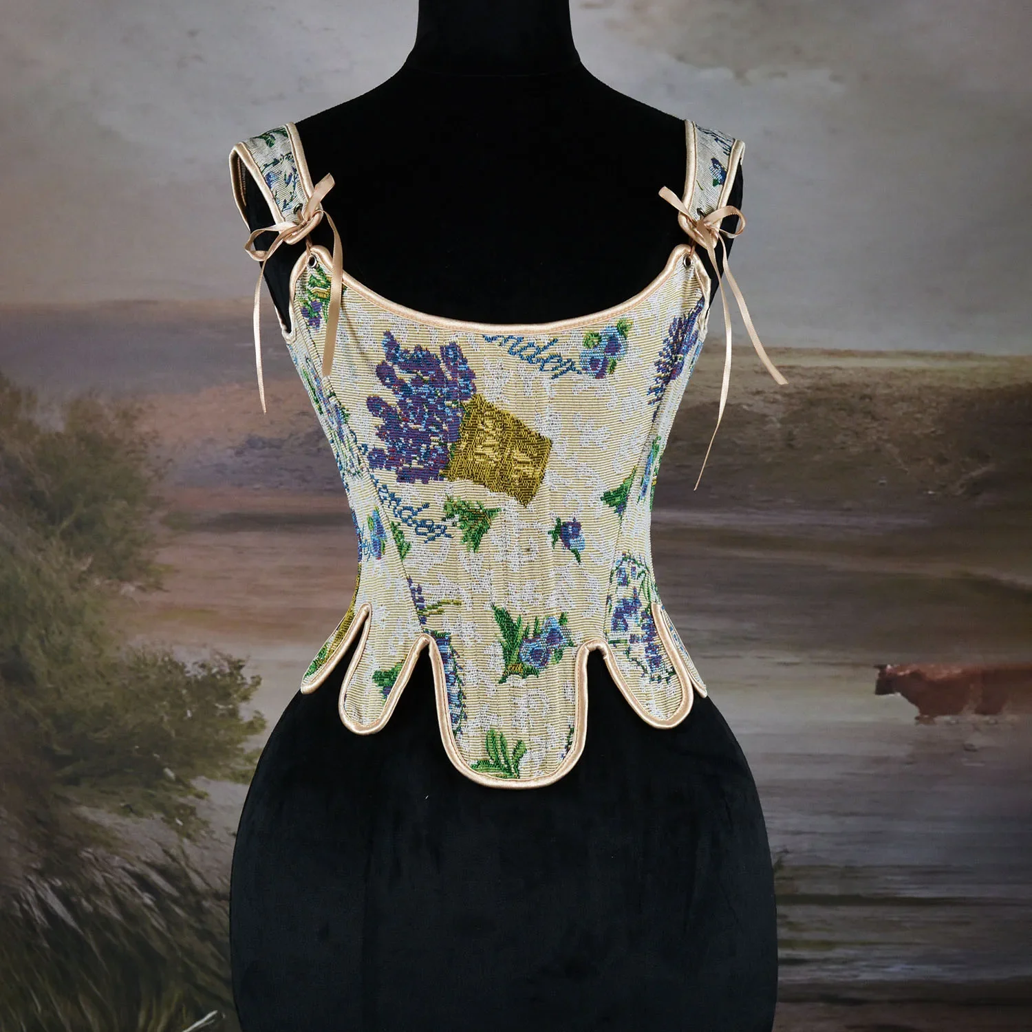 

Женский винтажный лиф-корсет в стиле Ренессанс Виктория, бюстье с цветочным принтом, красный, фиолетовый, камзол на шнуровке, милые топы на бретелях, корректирующее белье