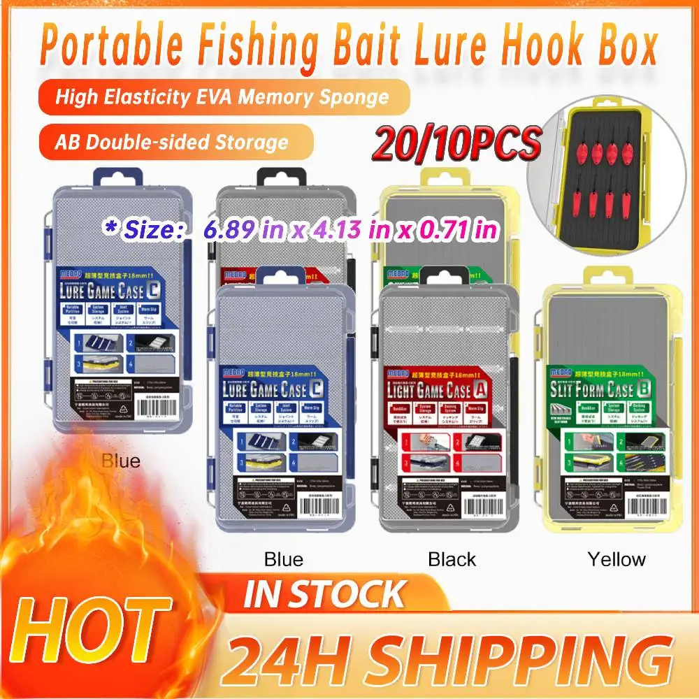 20/10PCS Fishing Bait Box Waterproof Bait Lure Hook Boxes Compartments Shockproof Adjustable Partition Fishing Gear Accessories