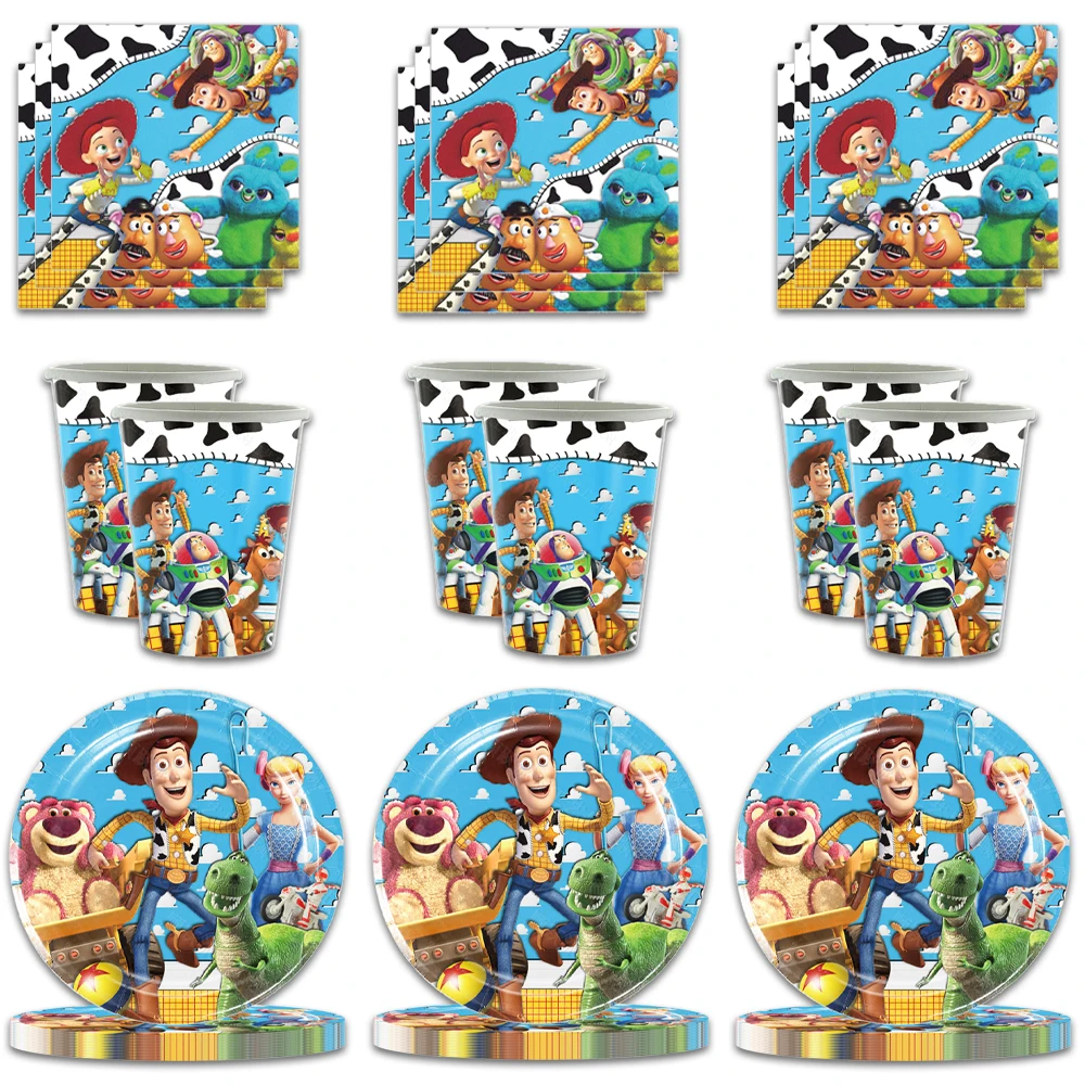 Disney New Toy Story Woody Birthday Party Decor Disposable Tableware Girls Favor 60pcs/lot Cup Plate Napkin Baby Shower Supplies