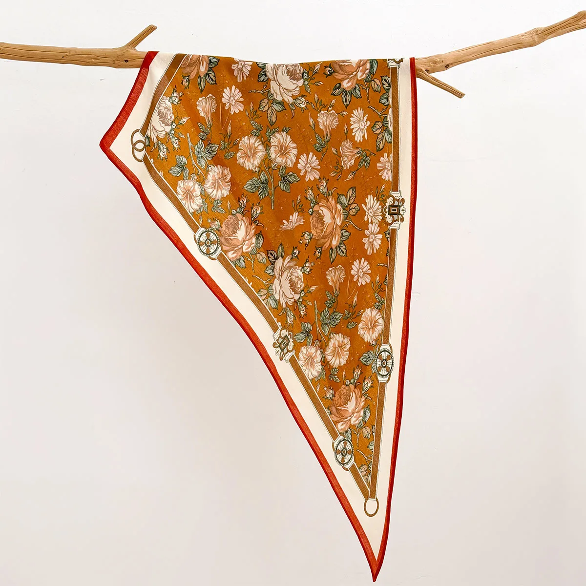 Soft Satin Imitation Silk Scarves Spring Floral Square Scarf For Women Bandanas Luxury Hijab Neckerchief Elegant Shawl Wraps - view 3