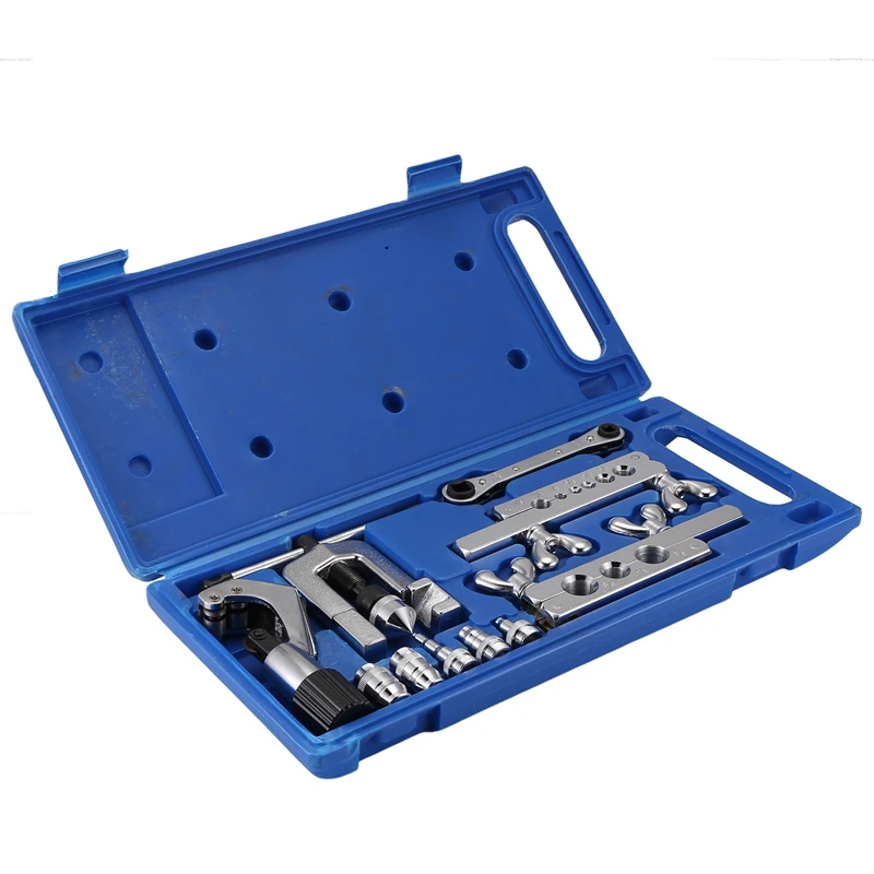 Single Flaring Tool & Swaging Tool Kit For HVAC, Tubing, Copper Pipe Flaring With Tubing Cutter & Ratchet Wrench