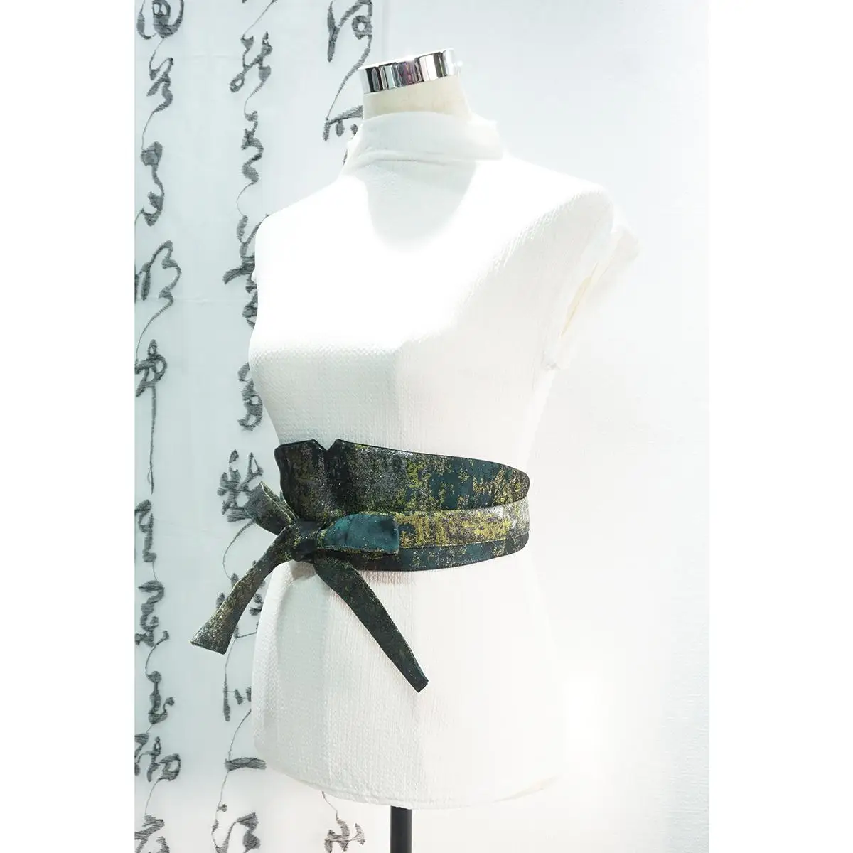 Women Elegant Vintage Glitter Metallic Wide Waist Belt New Chinese Style Cincher For Hanfu And Dresses Tie Or Elastic Options